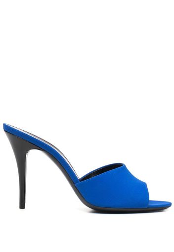 Saint Laurent LA 16 silk heeled mules - Blu