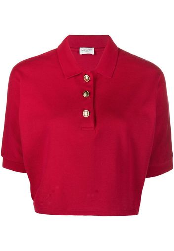 Saint Laurent cropped polo top - Rosso