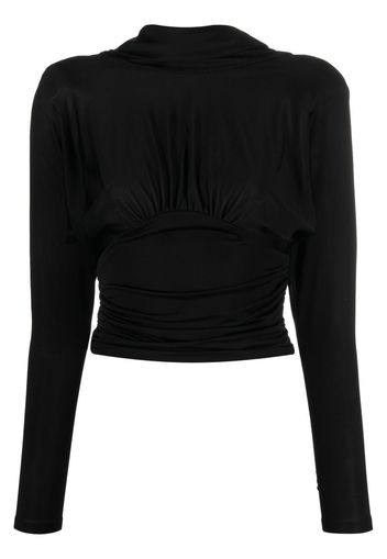 Saint Laurent cropped cowl-back top - Nero