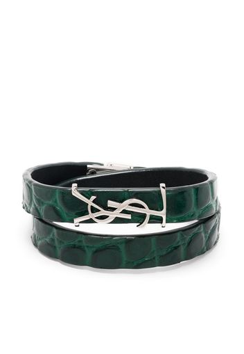 Saint Laurent logo-plaque wrap-around bracelet - Verde