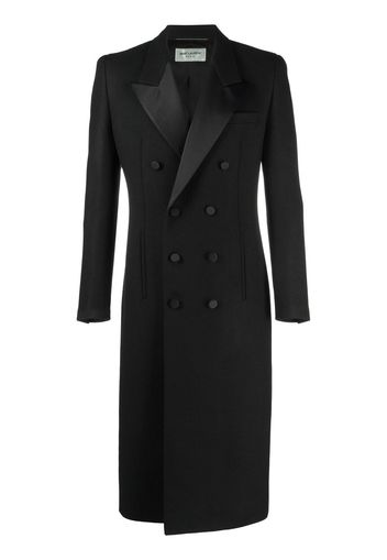 Saint Laurent double-breasted silk-lapel coat - Nero