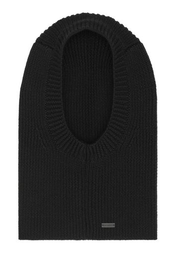 Saint Laurent large ribbed balaclava in wool - Nero