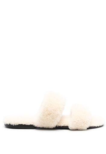 Saint Laurent shearling flat mules - Toni neutri