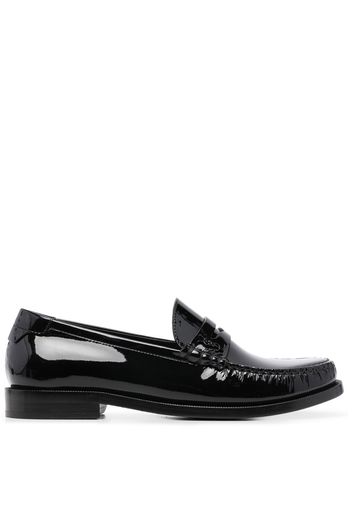 SAINT LAURENT high-shine leather loafers - Nero