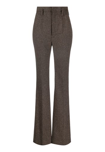Saint Laurent herringbone-pattern flared trousers - Marrone
