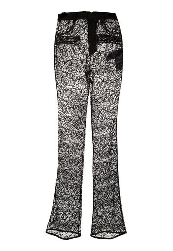 Saint Laurent straight-leg floral lace trousers - Nero
