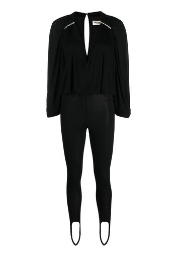 Saint Laurent open-sleeve embellished jumpsuit - Nero