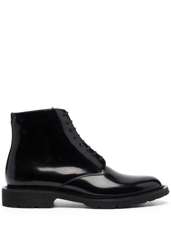 Saint Laurent lace-up leather ankle boots - Nero