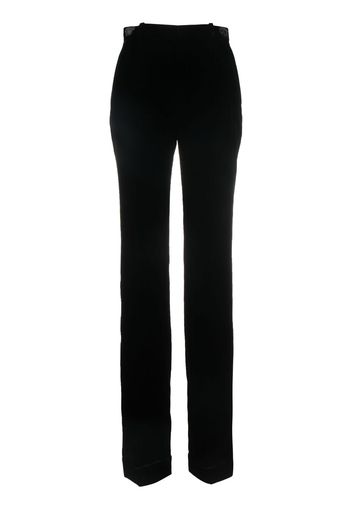 Saint Laurent high-waisted straight-legged velvet trousers - Nero