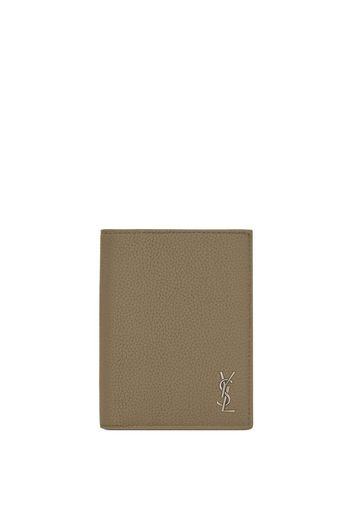Saint Laurent YSL-plaque leather wallet - Verde
