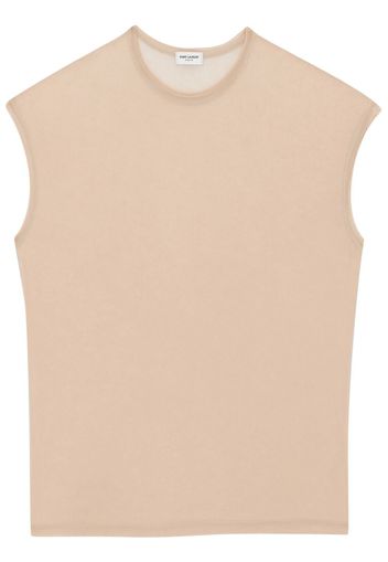 Saint Laurent sleeveless cotton T-shirt - Toni neutri