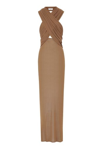 Saint Laurent hooded cut-out maxi dress - Marrone