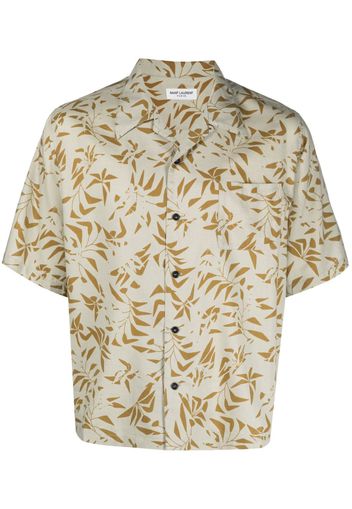 Saint Laurent palm tree-print Hawaiian shirt - Toni neutri