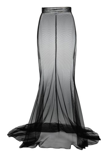 Saint Laurent sheer-panel high-waisted skirt - Nero