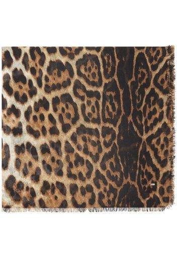 Saint Laurent leopard print scarf - Toni neutri