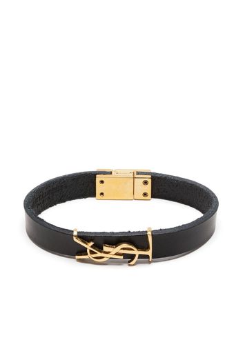 Saint Laurent leather logo-plaque bracelet - Nero