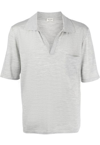 Saint Laurent spread-collar wool polo-shirt - Grigio