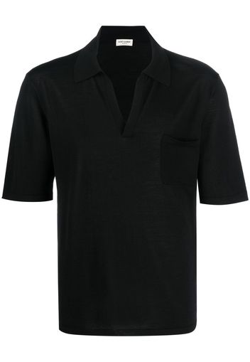 Saint Laurent spread-collar wool polo-shirt - Nero