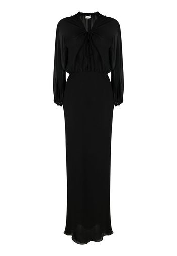 Saint Laurent sheer-panelled silk maxi dress - Nero