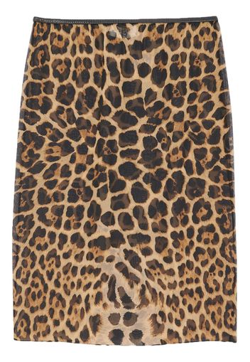 Saint Laurent leopard-print silk midi skirt - Marrone