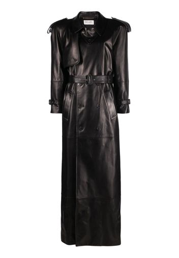 Saint Laurent Trench doppiopetto in pelle - Nero