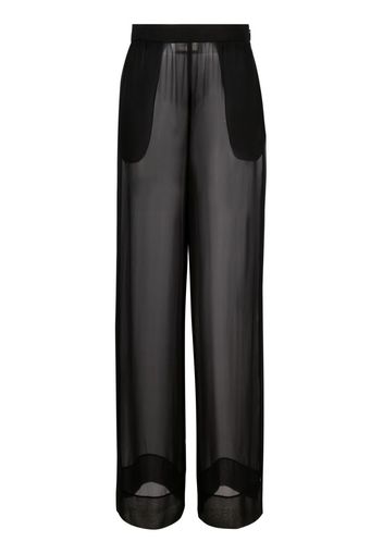 Saint Laurent Pantaloni semi trasparenti a gamba ampia - Nero