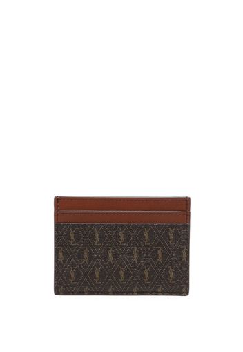 Saint Laurent monogram-print leather cardholder - Marrone