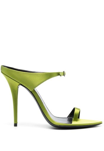 Saint Laurent Dive buckle-detail satin sandals - Verde