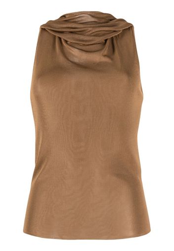 Saint Laurent sleeveless hooded top - Marrone