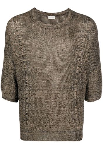 Saint Laurent half-sleeve knitted top - Nero