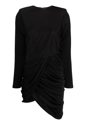 Saint Laurent draped asymmetric-hem dress - Nero