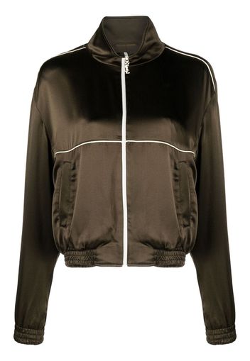 Saint Laurent high-neck silk track jacket - Marrone