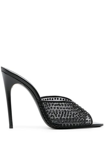 Saint Laurent crystal-embellished 120mm leather mules - Nero