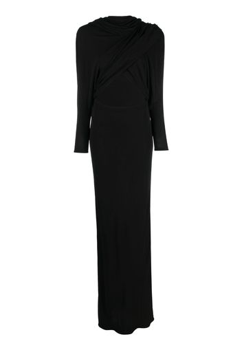 Saint Laurent long-sleeve hooded gown - Nero