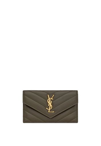Saint Laurent monogram-logo leather cardholder - Marrone