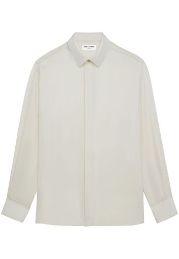 Saint Laurent pointed flat-collar twill shirt - Toni neutri