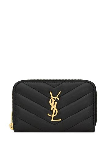 Saint Laurent logo-plaque quilted leather wallet - Nero