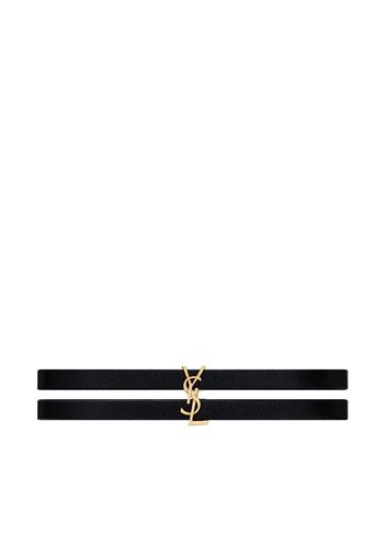 Saint Laurent Cassandre double-strand leather bracelet - Nero