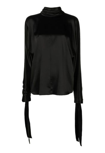 Saint Laurent high-neck silk blouse - Nero