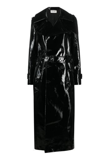 Saint Laurent patent double-breasted coat - Nero