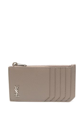 Saint Laurent Portacarte con placca logo - Grigio