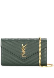 Saint Laurent Portafoglio Monogram con catena - Verde