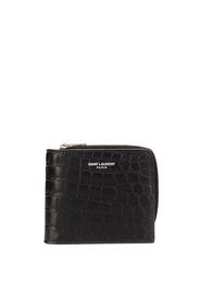 matte crocodile embossed zip-around wallet