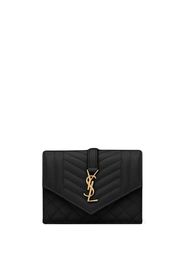 Saint Laurent logo-plaque quilted wallet - Nero