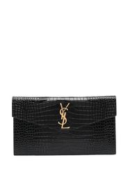 Saint Laurent Pouch Uptown con effetto coccodrillo - Nero