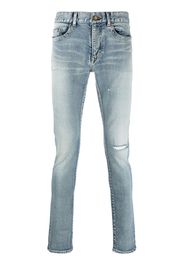 Saint Laurent Jeans skinny con effetto vissuto - Blu