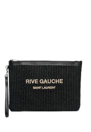 Saint Laurent Rive Gauche raffia clutch bag - Nero