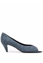 Saint Laurent monogram-pattern open-toe sandals - Blu