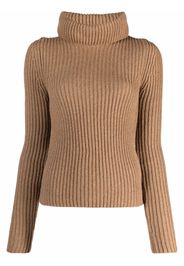 Saint Laurent ribbed roll-neck jumper - Marrone