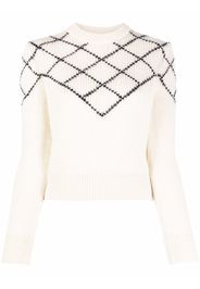 Saint Laurent intarsia-knit wool-blend jumper - Toni neutri